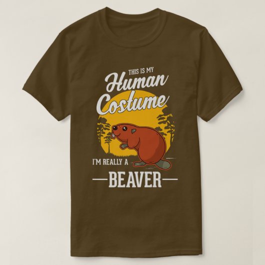 T-shirt Beaver Costume humain Halloween Beaver 483 (Design devant)
