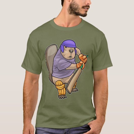 T-shirt Beaver Cricket Cricket chauve-souris (Devant)