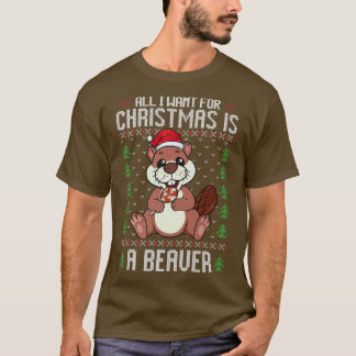T-shirt Beaver de Noël Moins moche Noël Sweer Beave de Noë