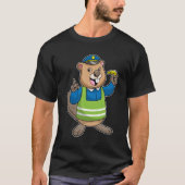 T-shirt Beaver en tant qu'agent de police avec sifflet (Devant)