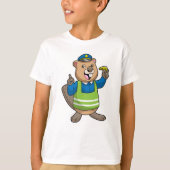 T-shirt Beaver en tant qu'agent de police avec sifflet (Devant)