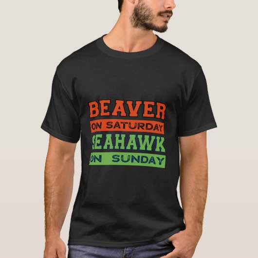 T-shirt Beaver Le Samedi Seahawk Le Dimanche Seattle Cadea (Devant)