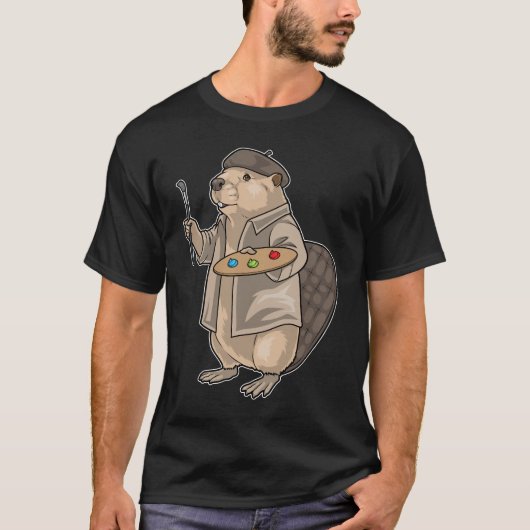 T-shirt Beaver Painter Paintbrush Painting (Devant)