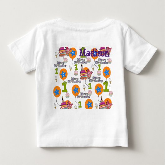 T-shirt bébé #1 Premier anniversaire Joyeux annive (Dos)