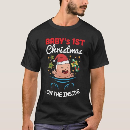 T-shirt Bébé 1er Premier Noël Sur La Grossesse Intérieure (Devant)