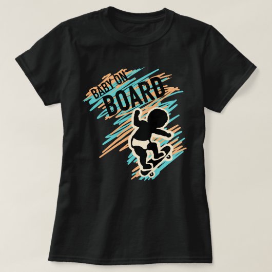 T-shirt Bébé à bord Skateboard Maternité Tee - shirt Funny (Design devant)