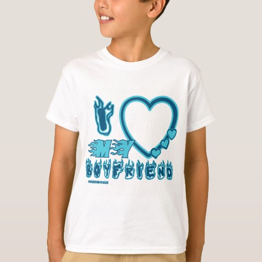 T-shirt Bébé ajustement J'aime mon petit ami en BLUE  (Devant)