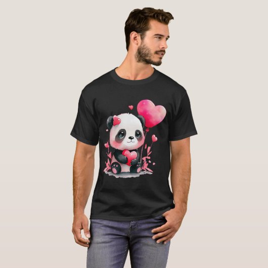 T-shirt Bébé Animal Saint Valentin's Day Animal Panda (Devant entier)