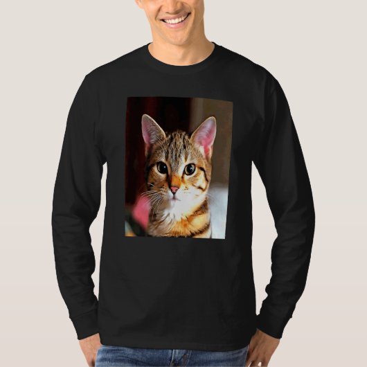 T-shirt Bébé Artistique Face Jaune Brown Tabby Chat Po (Devant)