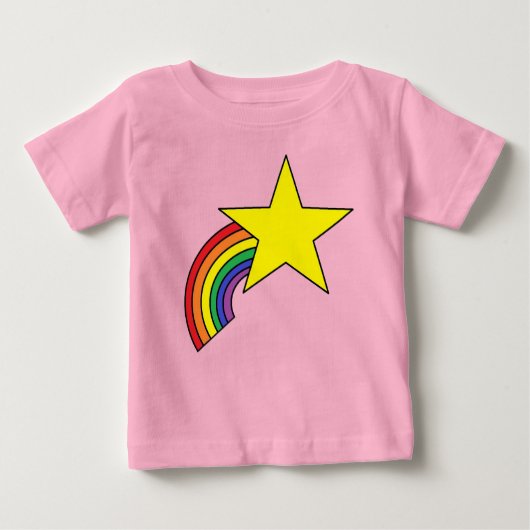 T-shirt bébé avec arc en ciel et étoile jaune (Devant)