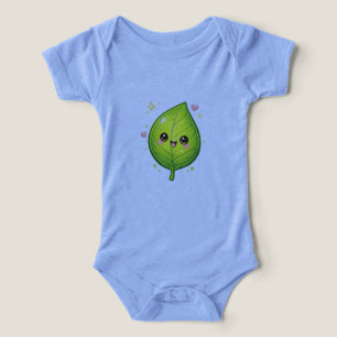 T-shirt bébé avec design de feuille heureuse Kawai