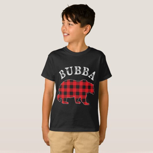 T-shirt BÉBÉ BÉBÉ ROUGE Bison noir Plaid Mama Checkerboa (Devant entier)
