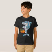 T-shirt Bébé Bleu Halloween Requin Boo Boo Boo Amusant Fam (Devant entier)