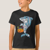 T-shirt Bébé Bleu Halloween Requin Boo Boo Boo Amusant Fam (Devant)