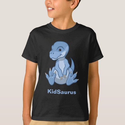 T-shirt Bébé bleu mignon Saurus T-Rex Dinosaur (Devant)