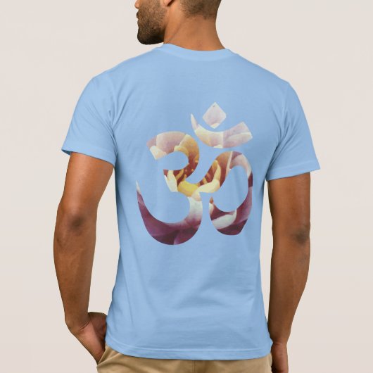 T-shirt Bébé Bleu Om Lotus Mantra Yoga Mens Modèle (Dos)