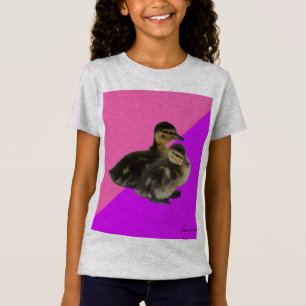 T-Shirt Bébé Canards sur framboise rose et sorbet pourpre