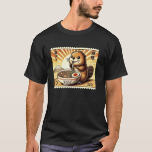T-shirt Bébé castor timbre-poste coucher de soleil du mont