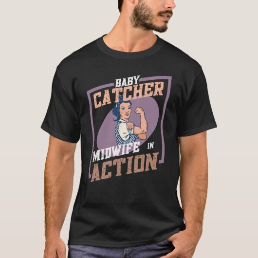 T-shirt Bébé catcher - La sage-femme en action (Devant)