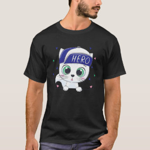 T-shirt bébé chat minou mignon héros casquette