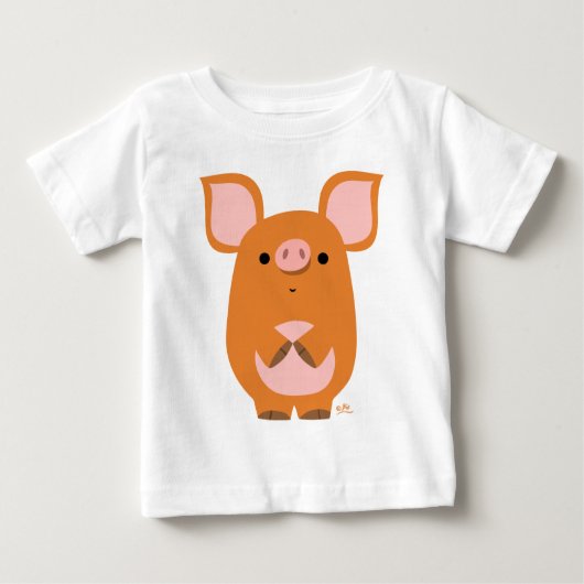 T-shirt bébé cochon en caricature mignon (Devant)