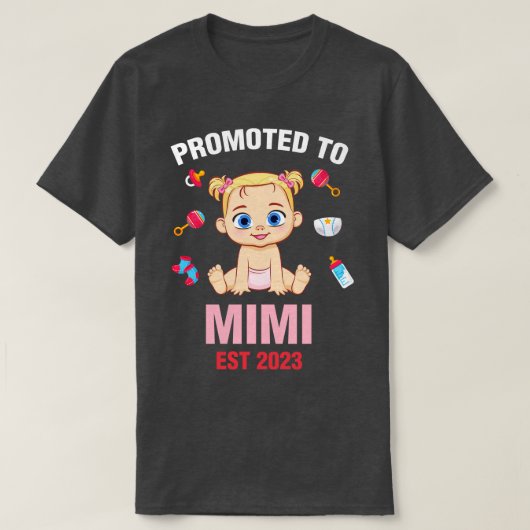 T-shirt Bébé Cute Promu À Mimi Est 2023 Anniversaire (Design devant)