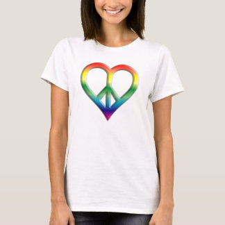 T-shirt Bébé de dames de paix et d'amour d'arc-en-ciel -