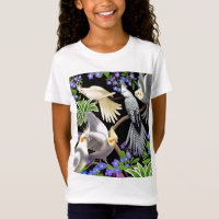 Bébé de filles de Cockatiels et de fleurs -