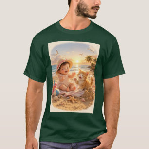 T-shirt Bébé de la plage et joie du château de sable du ch