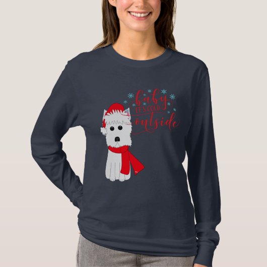 T-shirt Bébé de Westie d'hiver c'est extérieur froid (Devant)