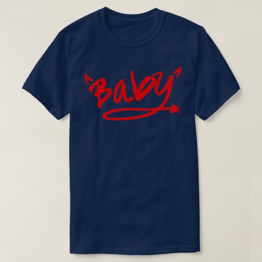 T-shirt Bébé Devil Horn Typographie de la queue Graffiti S (Design devant)