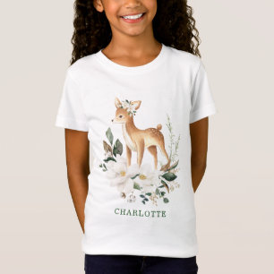 T-Shirt Bébé d'hiver Deer Vert Vert Blanc Floral Filles