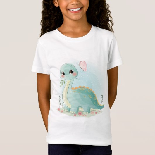 T-Shirt Bébé Dinosaure Et Papillon (Devant)
