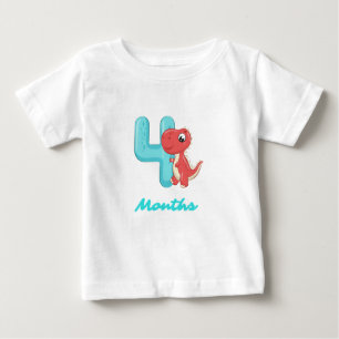 T-shirt bébé dinosaure mignon de quatre mois