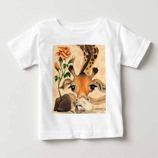 T-shirt bébé drôle Gentleman Girafe avec Rose (Devant)