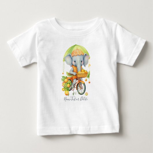T-Shirt bébé éléphant cycliste aquarelle (Devant)