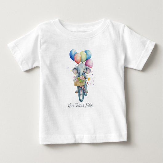 T-shirt bébé éléphant cycliste aquarelle (Devant)