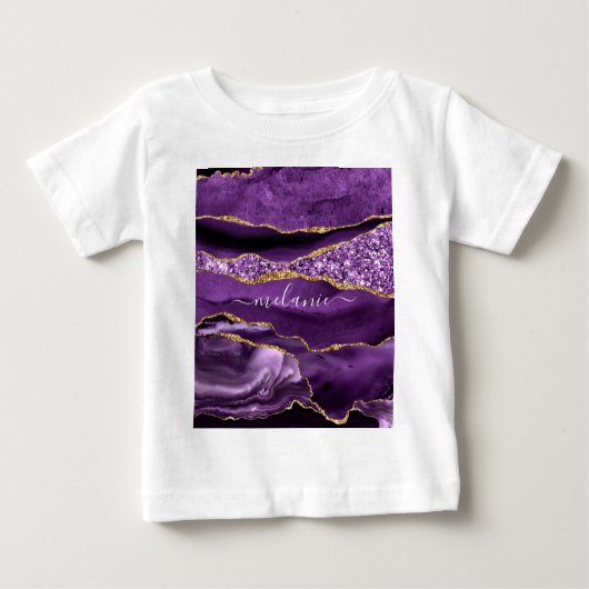 T-shirt bébé en or violet avec nom personnalisé (Devant)
