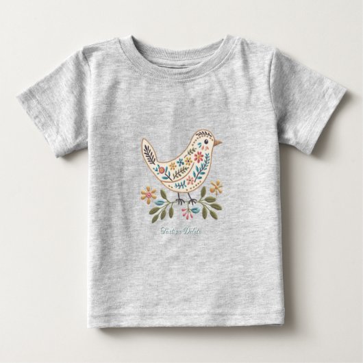 T-shirt bébé Fleur colorée Petit Oiseau (Devant)