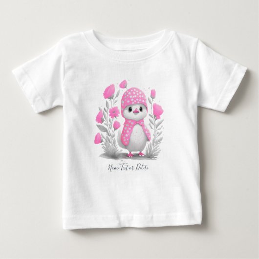T-Shirt Bébé Fleur Rose Canard Aquarelle (Devant)