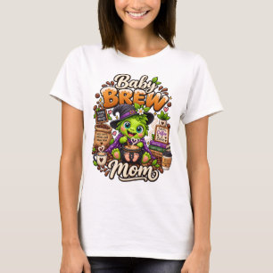 T-shirt Bébé Halloween Maman Brasseuse Café Mignon Sorcièr