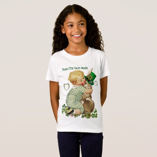 T-Shirt BÉBÉ HUGING RABBIT LEPRECHAUN CASQUETTE, Saint Pat (Devant entier)