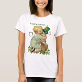 T-shirt BÉBÉ HUGING RABBIT LEPRECHAUN CASQUETTE, Saint Pat (Devant)