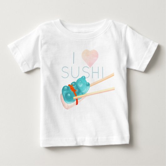 T-shirt bébé "I Love Sushi" Ours Bleu Gummy (Devant)