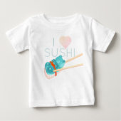 T-shirt bébé "Je t'aime Sushi" Ours Gummy Bleu (Devant)