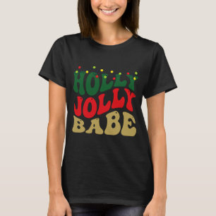 T-shirt Bébé joyeux et joyeux Noël rétro groovy noir