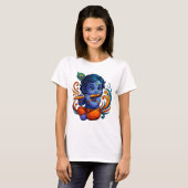 T-shirt Bébé Krishna avec Flûte - Vibes de paix | 3D dynam (Devant entier)