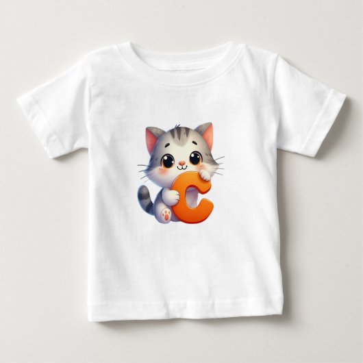 T-shirt bébé lettre C chat (Devant)