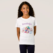 T-Shirt Bébé licorne mignonne et cœurs (Devant entier)