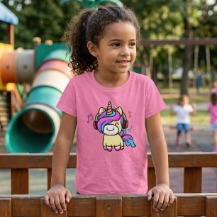 T-shirt Bébé licorne mignonne et heureuse Kawaii avec casq